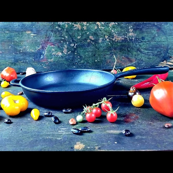 Grillpfanne Aus Gusseisen 24 Cm Schmorpfanne Bratpfanne Steakpfanne-image