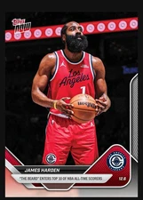 James Harden Clippers Top 10 All-Time Scorers 2025 NBA Topps NOW Card 76 Presale