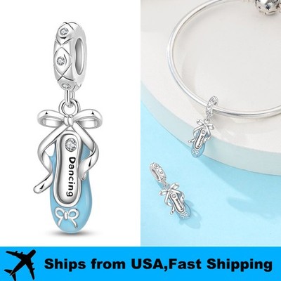 PANDACH 925 Sterling Silver Ballet Slipper Charm For Bracelet Pendant DIY Charm