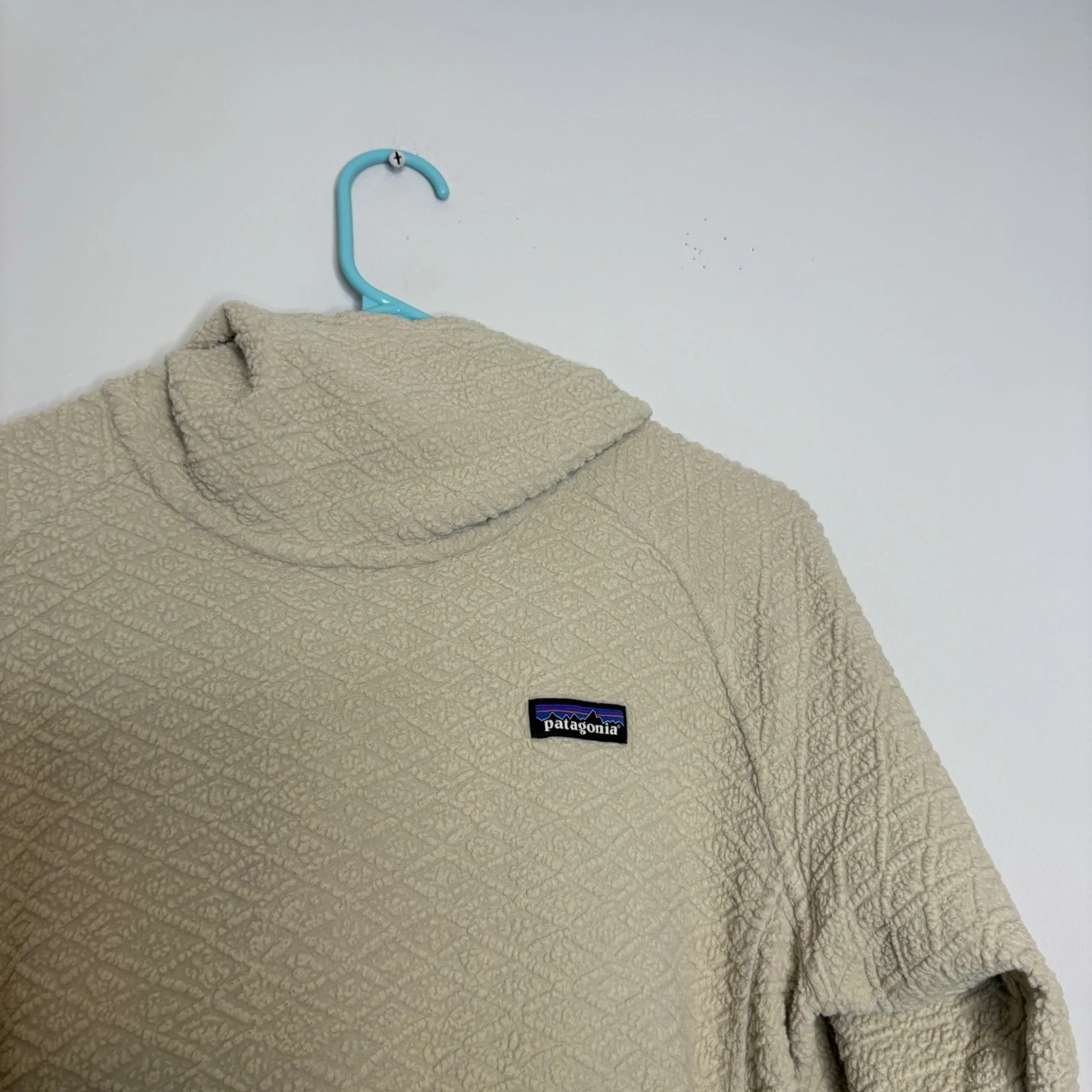 OFF WHITE Patagonia Felpa Donna Diamond Capra con Cappuccio Pile Crema Off White Taglia Large