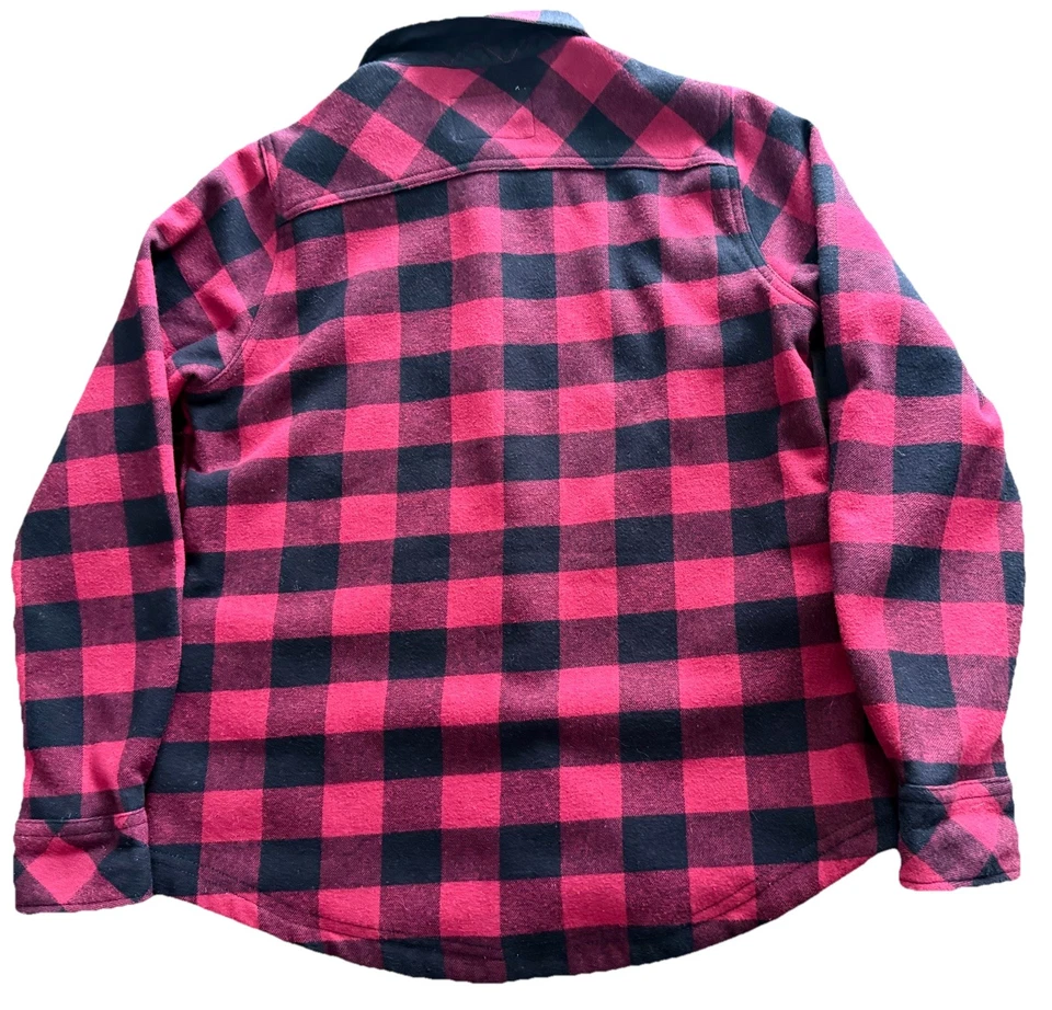 Orvis Fleece Lined Flannel Shirt Jacket Shacket Buffalo Plaid Red Black Sz Small - Image 3 of 4