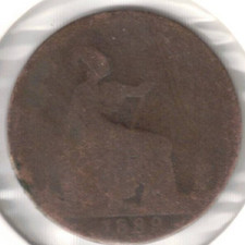 1889 Great Britain Circulated Half Penny Victoria & Britannia Coin!