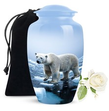 Polar Bear Urn Cremation Urns Human Ashes Adult Male 10 Inch Decorative Urn