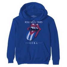 Men's Rolling Stones Havana Cuba Hooded Sweatshirt Medium Blue
