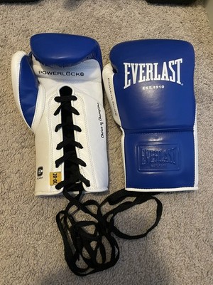 Everlast Og PowerLock Pro Fight Gloves Used 10 oz Blue White | eBay