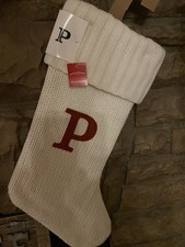 Letter P Knit White Monogram Stocking Wondershop Target NWT