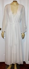 NEW Flora Nikrooz Chiffon Long Nightgown  Robe Set IVORY SHOWSTOPPER WEDDING