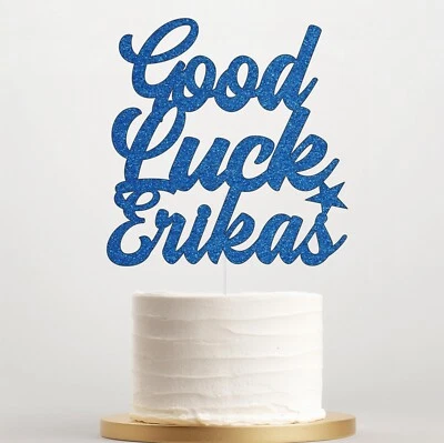 Custom Good Luck Cake Topper, Personalised Glitter Decoration with Any Name UK