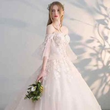 Bohemian Beach Lace A Line Wedding Dress Tulle Applique Sweep Train Bridal Gowns