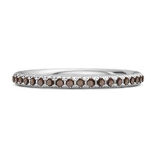 Eternity 2MM Round Shape Smoky Quartz 925 Sterling Silver Stackable Women Ring