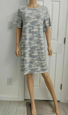 Lucky Brand Camo Star Print Gray T-Shirt Dress Short Sleeve NWT$70 | eBay