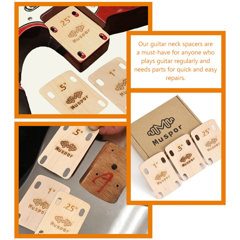 6 Pcs Guitar Shims Musical Instrument Accessories Neck Spacer Angle