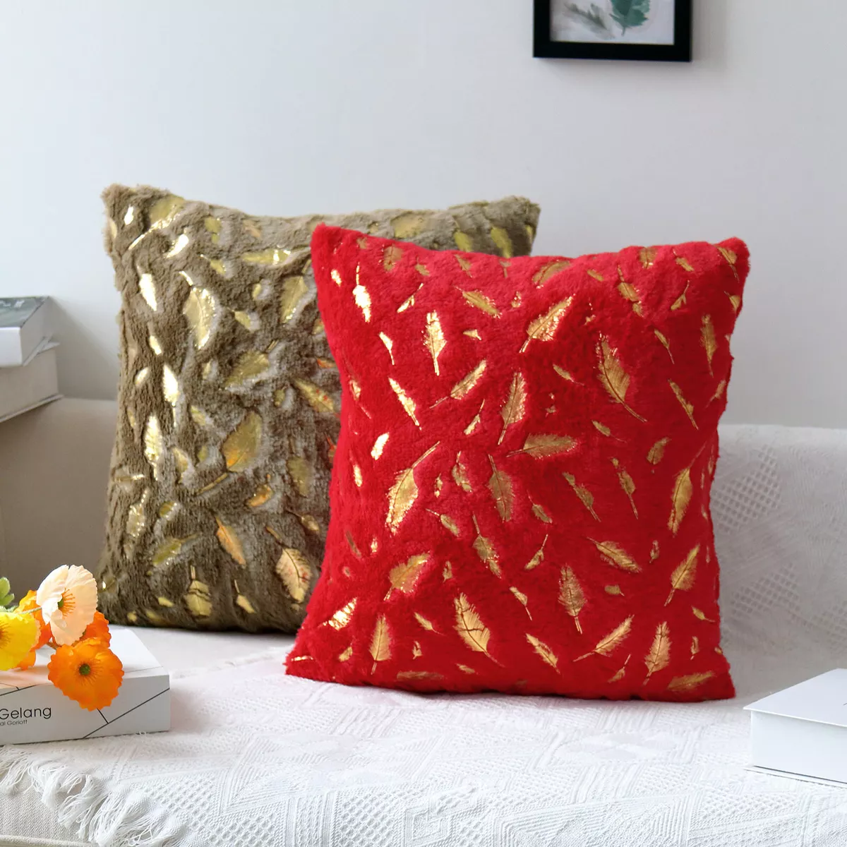 Gold fluffy pillows sale