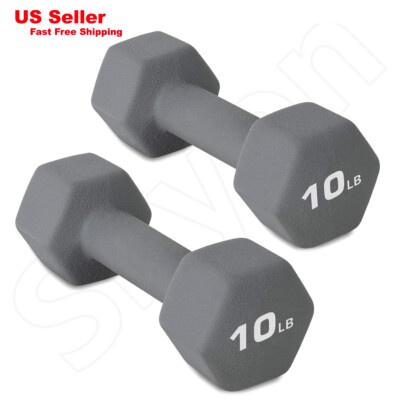 Skyon Barbell Rubber Coated Hex Dumbbell Hand Weight Set Avail 10 lb Pair
