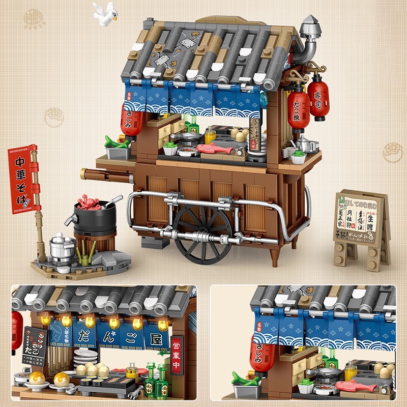 Street View Japanese Takoyaki stalls LOZ Diamond Building Blocks