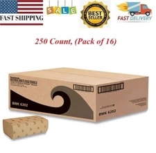 4000 Natural Paper Multifold Towel Bulk C-Fold Recycled Fiber Boardwalk Pack 16