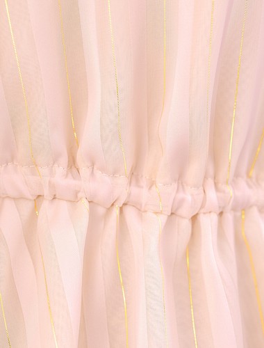 Women's Stripe Peplum Top Long Sleeves Chiffon Blouse - Imagen 3 de 7