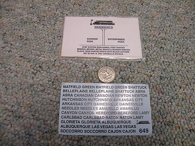 Oddballs  decals HO ATSF station sign names post ptd min brown Matfield etc  M19