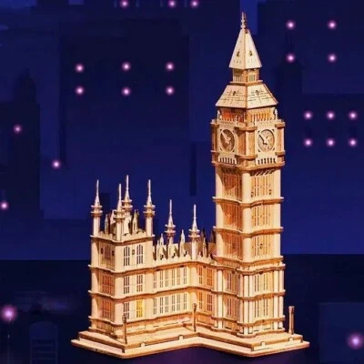 ROKR ROBOTIME 3D Holz Puzzle Big Ben Modell Bausatz LED Erwachsene Kinder Geschenk