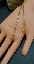 Fashion 18 K Gold Plated Stainless Steel Flat Necklace Chain Women Men Jewelry