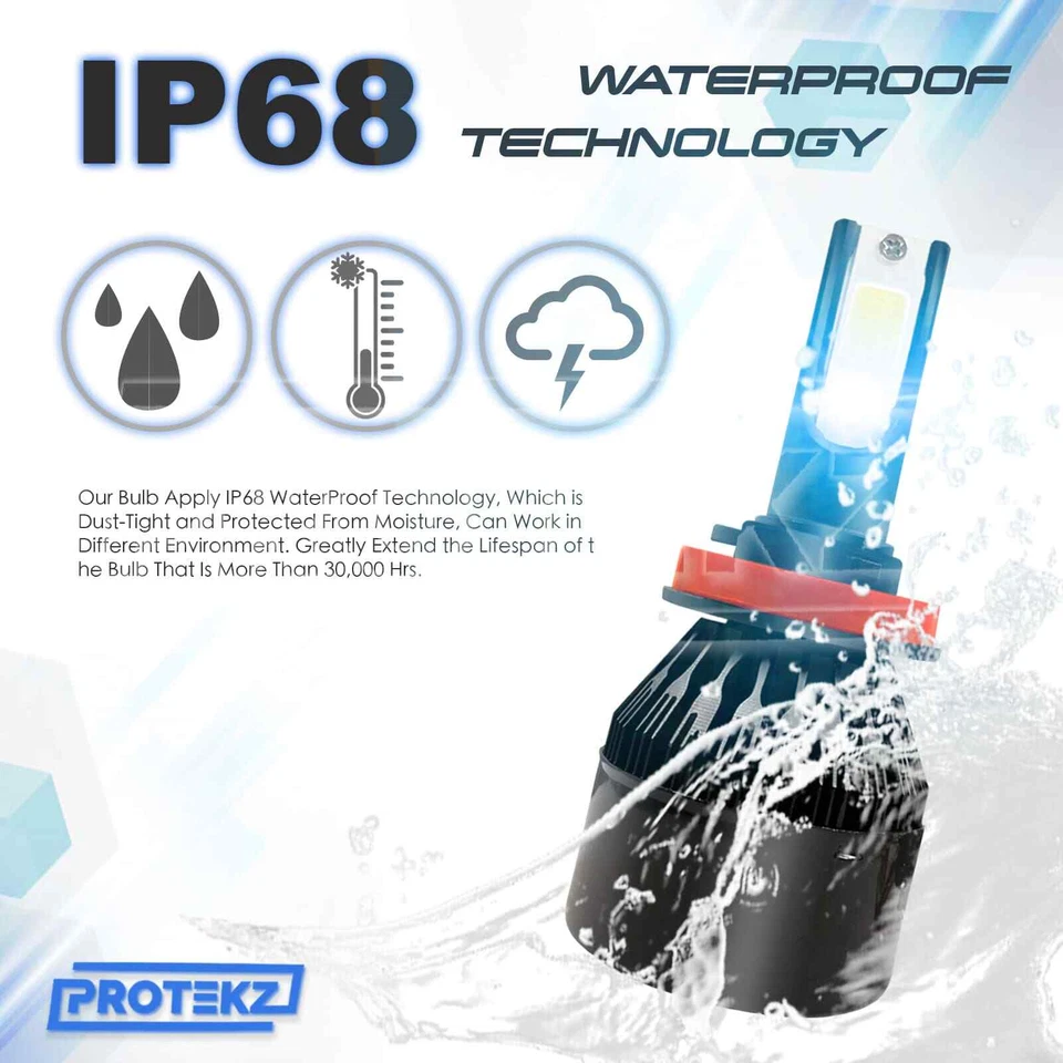 LED Fog Light Kit Protekz H11 6000K Bulbs for 2005-2009 Saab 9-7X - Image 2 of 4