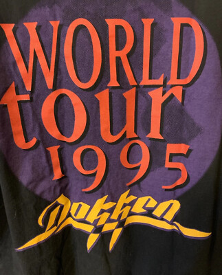 Vintage DOKKEN WORLD TOUR 1995 Men s Sz XL T Shirt Rock Metal Giant Tag Black