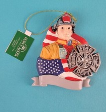 Kurt Adler Fire Fighter Ceramic Christmas Ornament Fireman New