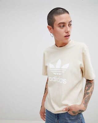 adidas Originals Unisex Trefoil Essentials T-Shirt Cream Beige