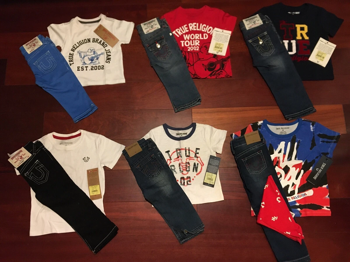 NEW TRUE RELIGION BABY BOY ASSRTD 2 3PC Short Sleeve Top Jeans Sets 12M to 24M