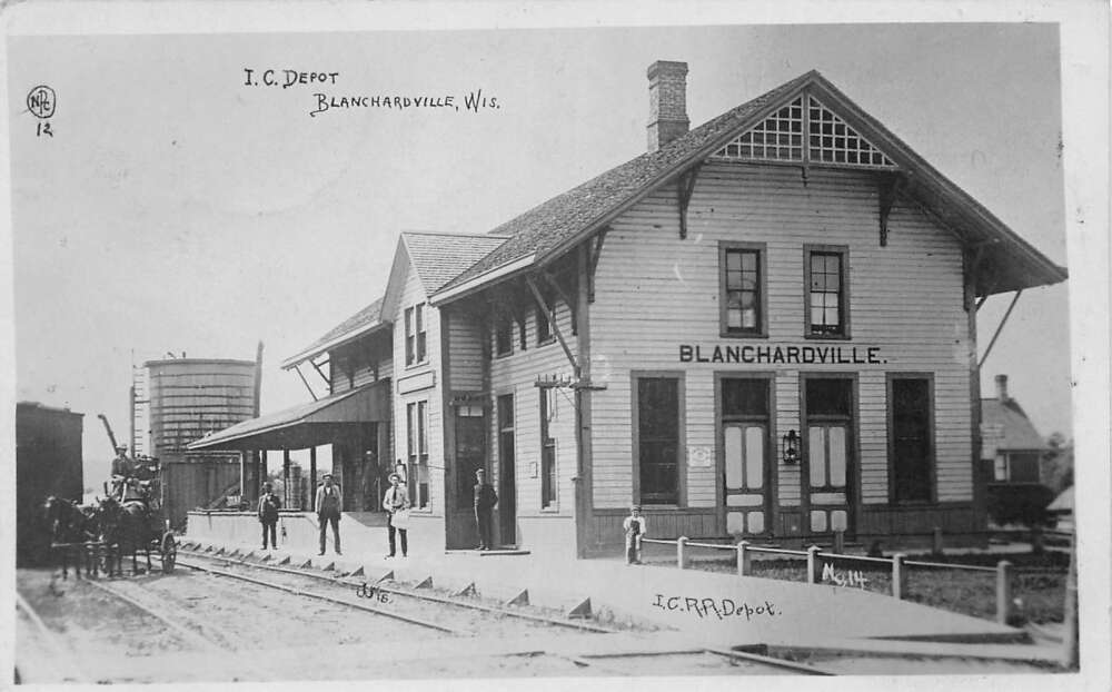 Blanchardville Wisconsin IC Depot Train Station Real Photo Postcard AA86082 eBay