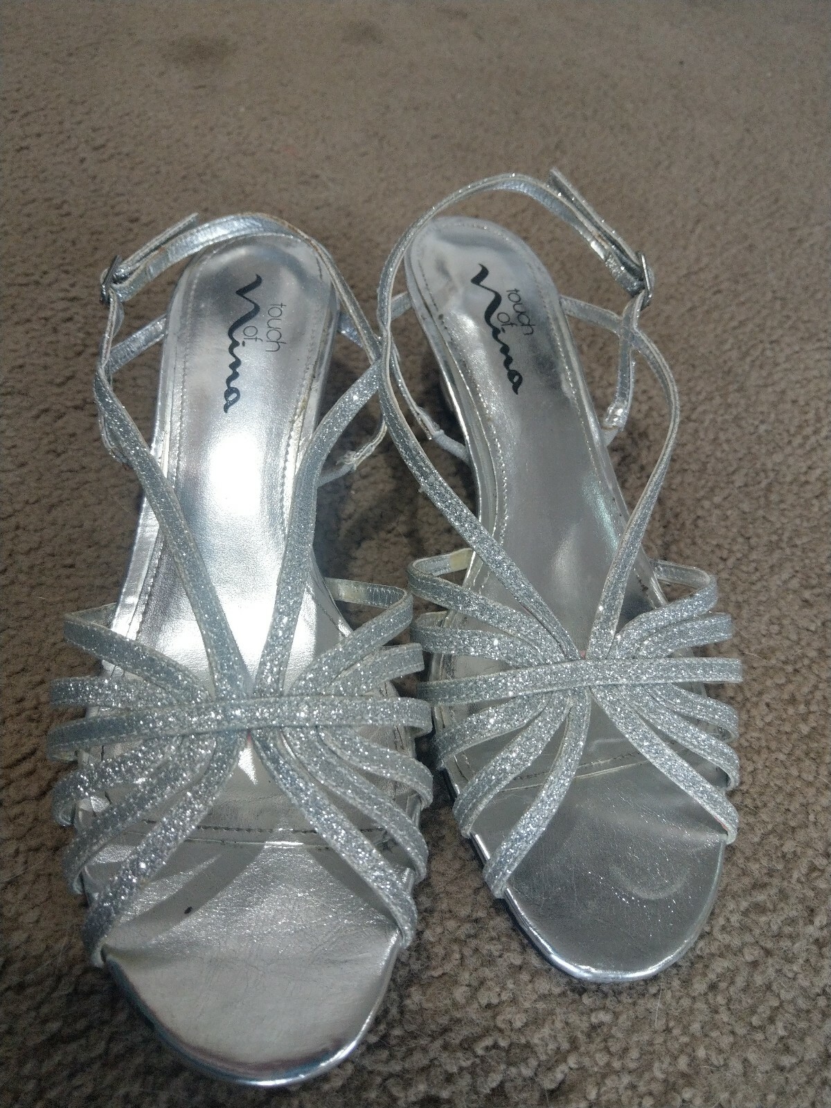 silver strappy wedge sandals