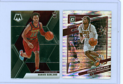   2 - DARIUS GARLAND 2019-20 MOSAIC RC # 249 + 2021 OPTIC PRIZM PULSAR HOLO