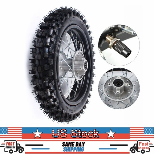 80/100-12 Rear Tire & Rim Assembly For 50cc-125cc Pit Dirt Bikes