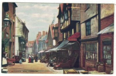 Raphael Tucks ''Oilette'' Postkarte Butcher's Row Coventry historische Zeiten