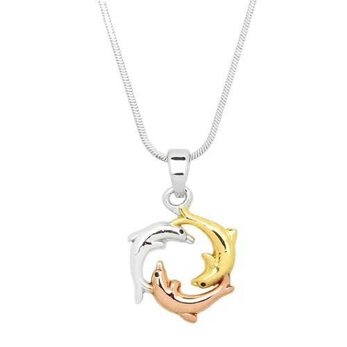 Collana Brighton Ocean Dream Fish - Ciondolo Cristallo, Argento E Oro, Regolabile 24-26", Nuova Con Etichette