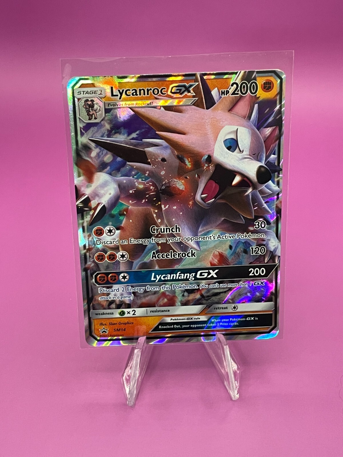 Lycanroc GX-SM14 Promo Holo NM 5Ban Graphics Pokemon TCG 2017 *US SELLER*