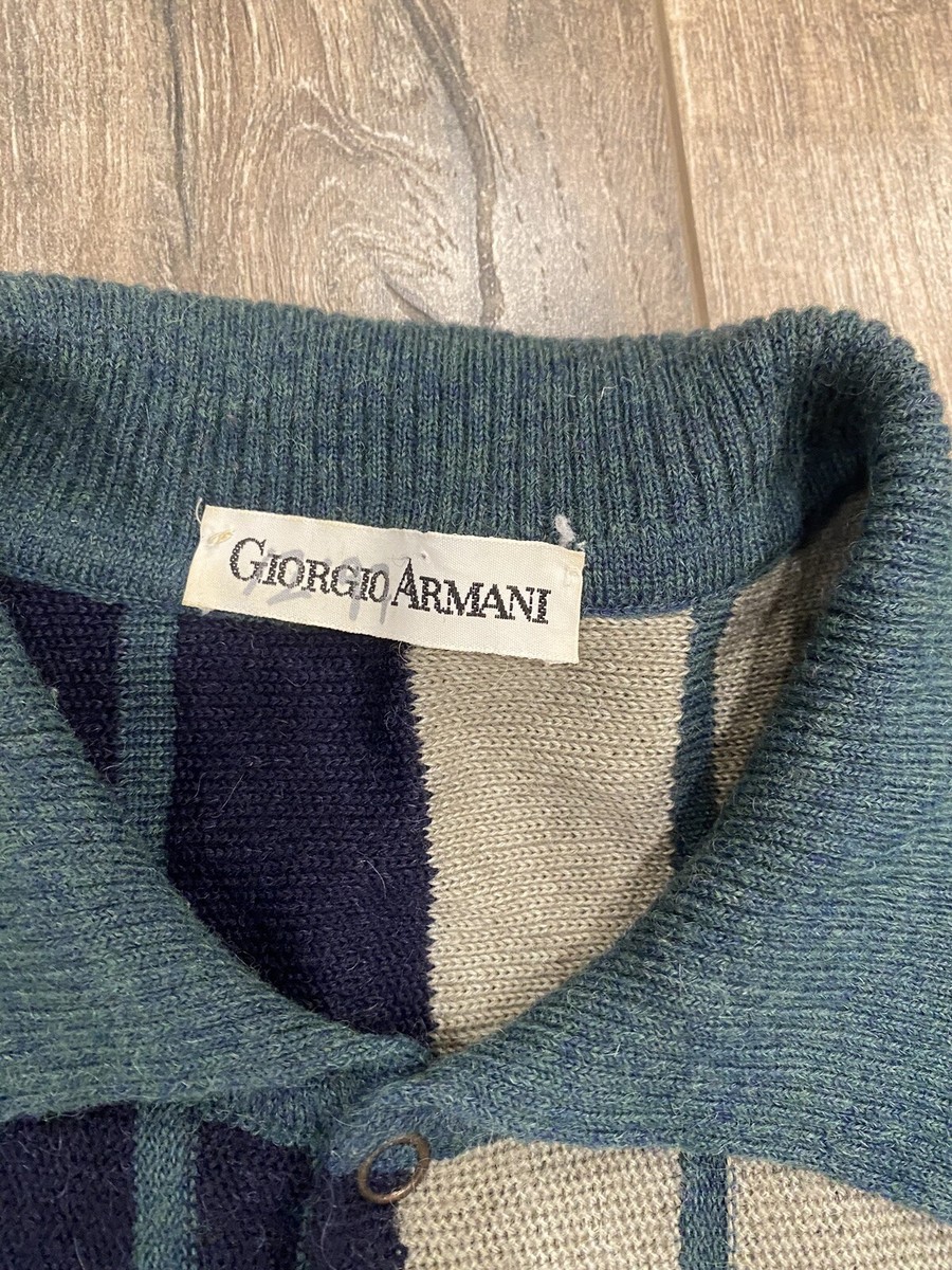 Vintage 80s Giorgio Armani Quarter Button Wool Sweater 46 GA Vintage 80s Giorgio Armani Quarter Button Wool Sweater 46 GA