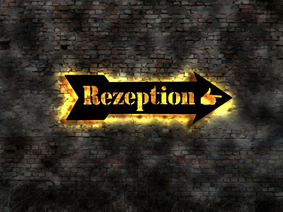 MMV Rezeption Hotel Motel Pension LED Leuchtschild Schild Deko Zeichen Bild sign