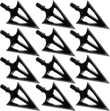 12Pcs Black Whirlwind Broadheads Quench High-tensile steel 3-Blade Arrow Tips