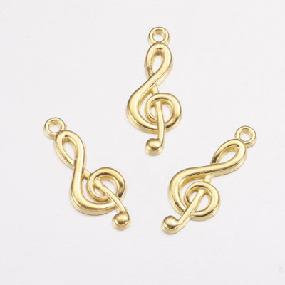 5 Treble Clef Charms Shiny Gold Tone Music Pendants Band Choir Singing Findings