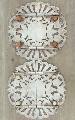 (2) Wallace Silver Plate Expandable Bakelite Footed Trivet Hot Plates #7332 USA - Picture 3 of 8
