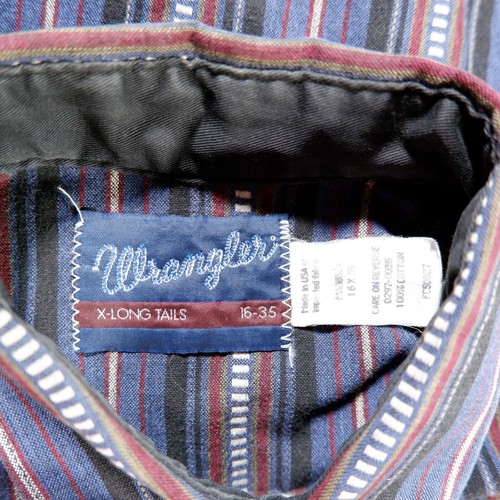 Vintage Wrangler X Long Tails Brushpopper gestreift USA Western Herren Hemd 16x35 - Bild 3 von 10