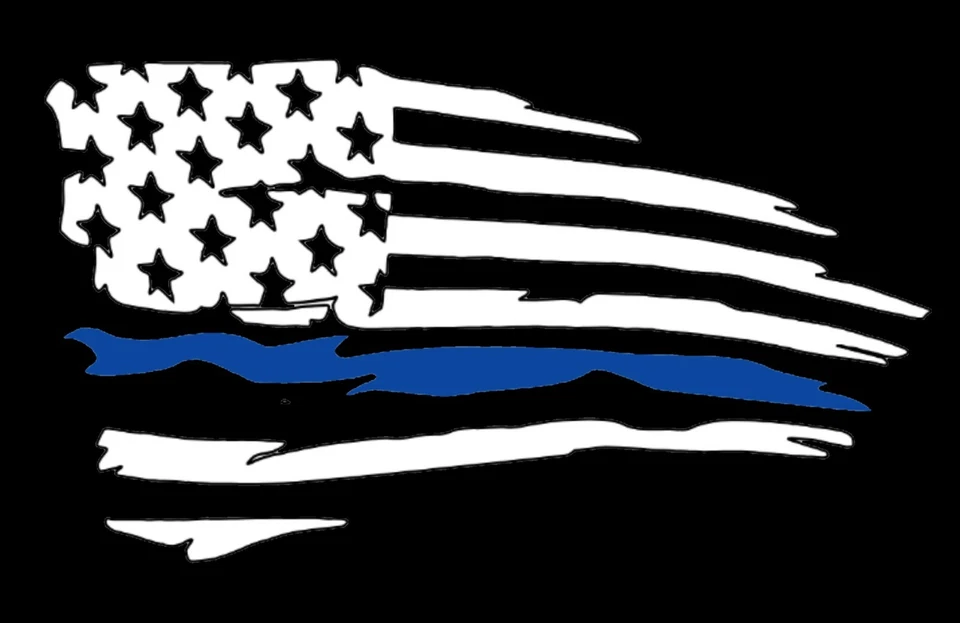 Distressed  American flag thin blue line Vinyl Decal Sticker | Ripped Torn USA  - Image 3 of 3