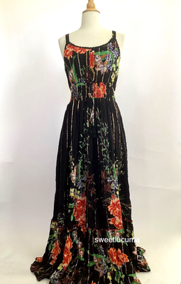 NWT Me 2 Magic Black Floral Maxi Dress S Smocked Boho Cottagecore Anthropologie