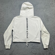 Abercrombie  Fitch Hooded Sweatshirt Womens L White Cropped Preppy