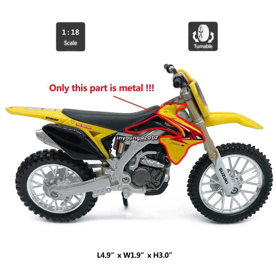 1:18 Suzuki RM-Z450 Motorcycle Model Dirt Bike Diecast Toy Vehicle for Kids Boys - Image 2 of 4