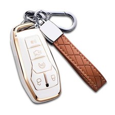 Key Fob Cover for Ford Premium TPU Full Protection Explorer Lincoln Size B-ivory