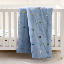 Pottery Barn Trace Transportation Baby Quilt Organic Crib Fitted Sheet