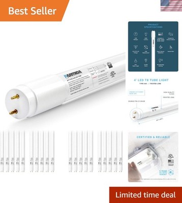 5000K Daylight 20-Pack LED T8 Tubes, 18W High Efficiency Lighting, 2200lm Output