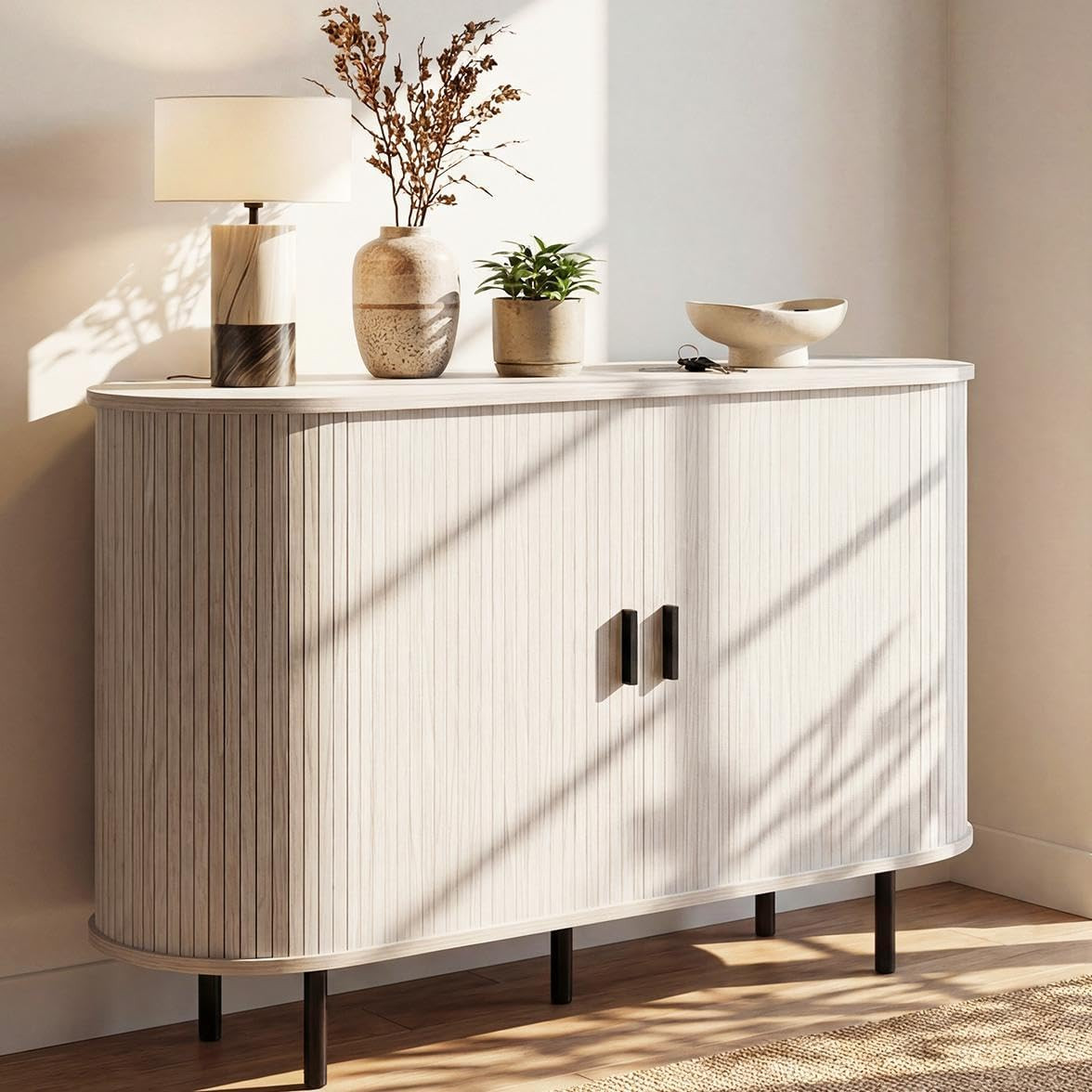 Mid Century 47'' Fluted Sideboard Buffet Cabinet with Tambou